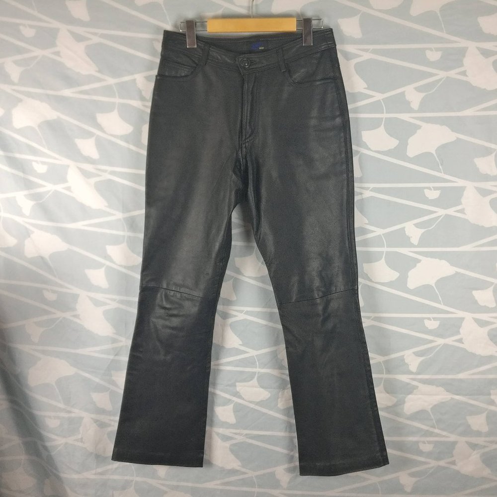 High Rise Straight Leg Black Vintage Leather Pant Leather Trouser sz 5/6